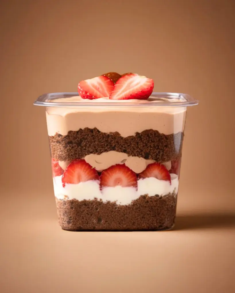 POSTRE TENTACION CHOCOLATE DE FRESA CON BIZCOCHO INDIVIDUAL